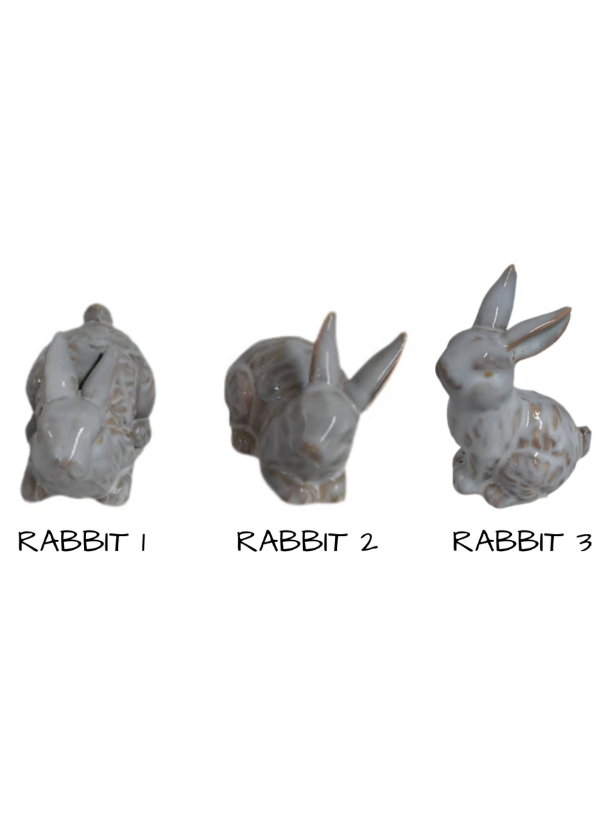 Rabbit Ceramic Blue/Biege 3 Styles 3.5"x 4.5" 11720 