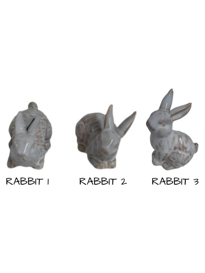 Rabbit Ceramic Blue/Biege 3 Styles 3.5"x 4.5" 11720 