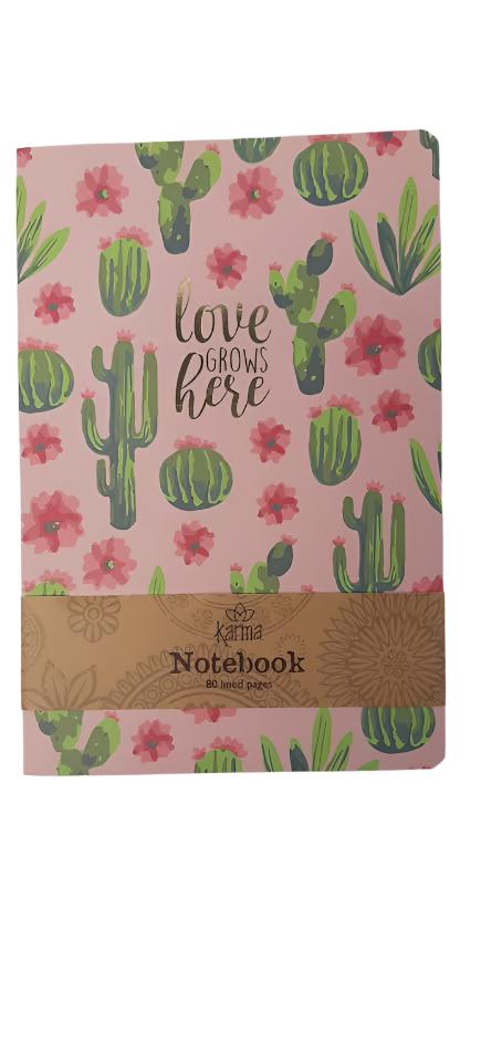 Love Grows Here-Cactus-80 Page Lined 5.5X8"  Notebook-ka-3032 