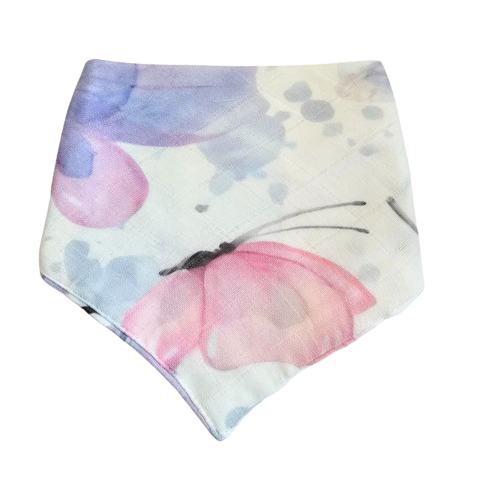 Bibs - Butterfly Kisses - 100% Gauze / Cotton - Baby  - pinks & Purples - BUTKIS245 