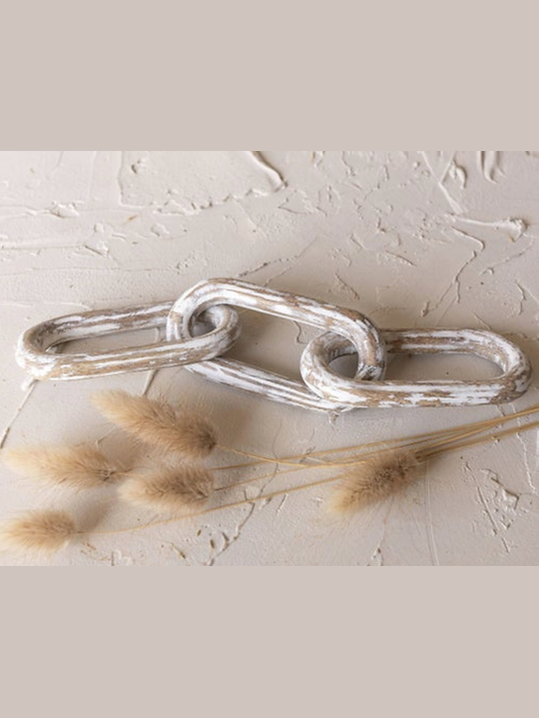 Decorative Wooden Chain 3 Links Brown/White Fddd