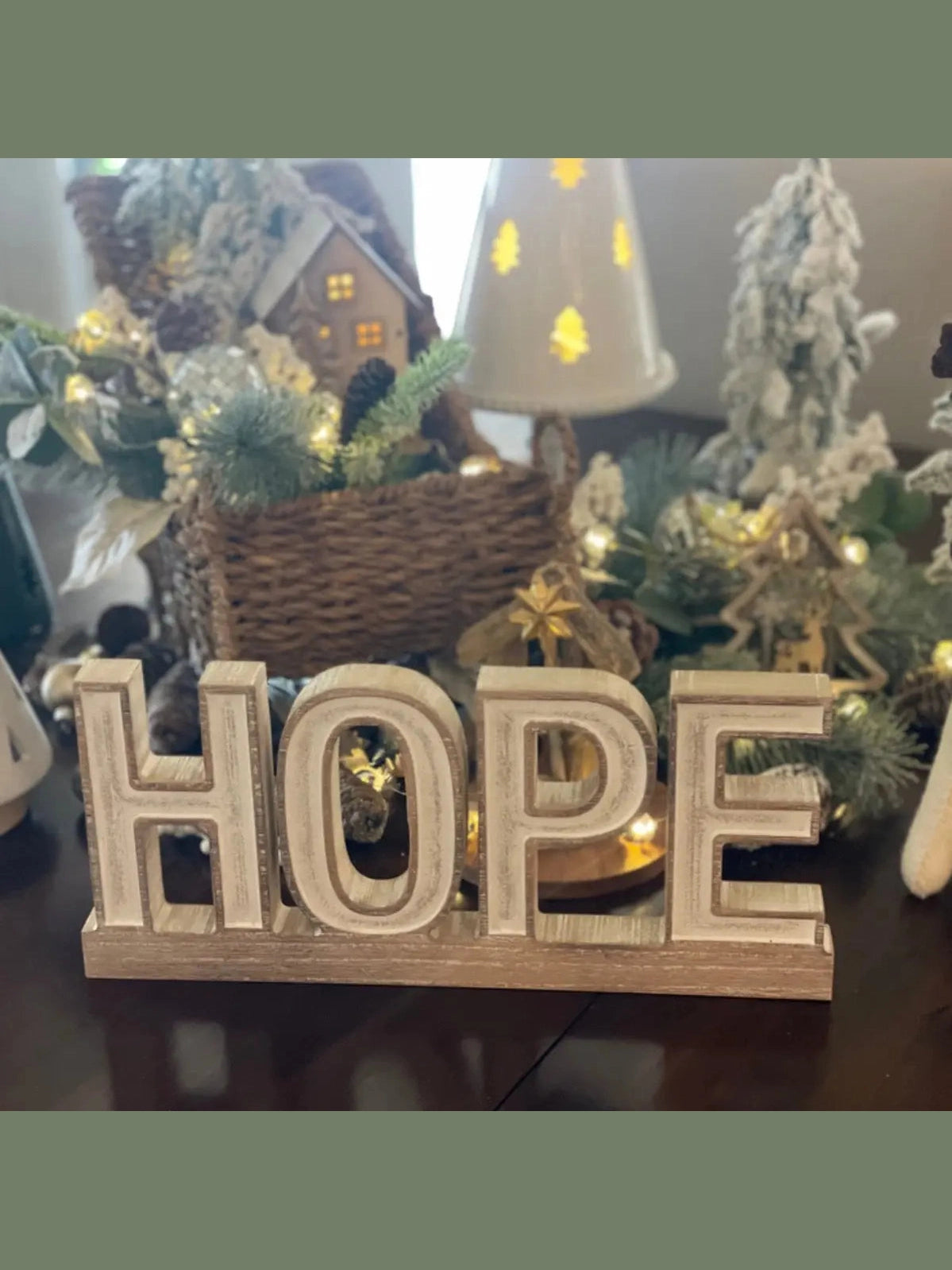 Christmas Ornament  Hope Wooden On Base 13"x6"  Ps-8364