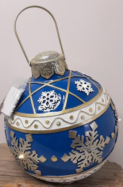 Extra Large Lighted Blue Christmas Ball Home Decor Ornament 9x9" 