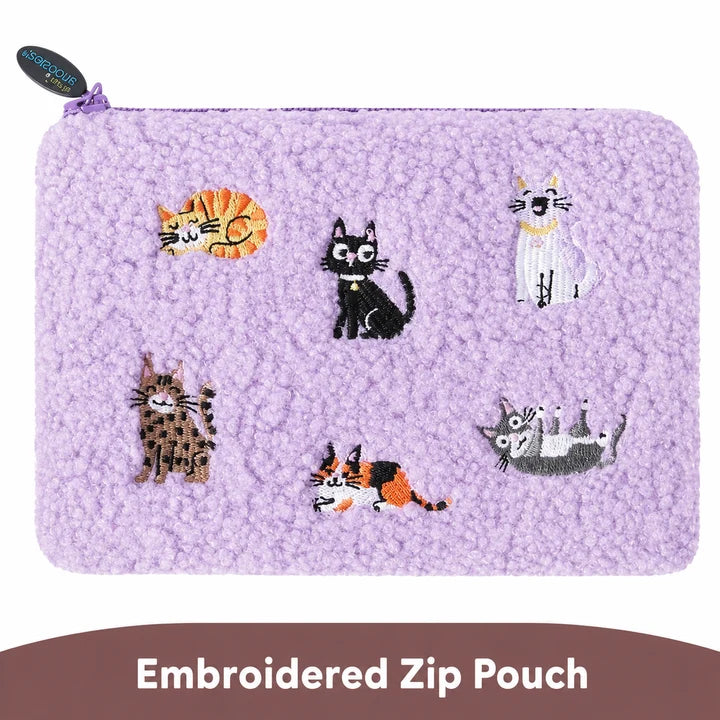 Stashies Lavender Cats Emboidered Zippered Cosmetic Pouch Women's&nbsp;