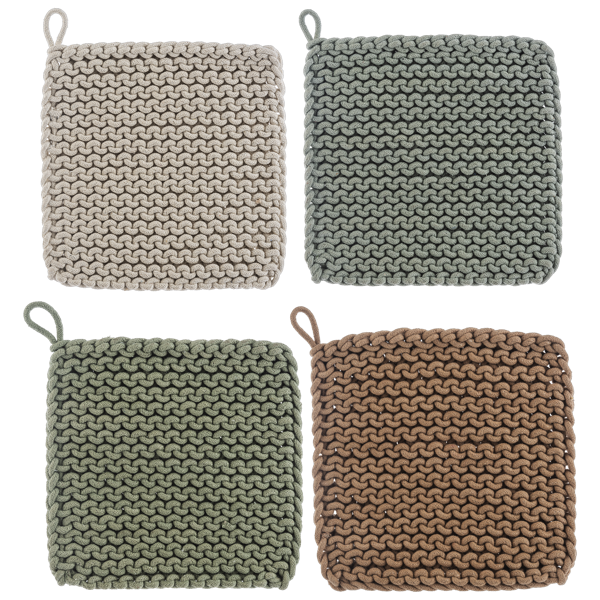 Pot Holder Crochet 8"  Bronze , White, Green, Light Green CB185974 