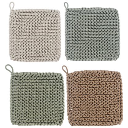 Pot Holder Crochet 8"  Bronze , White, Green, Light Green CB185974 