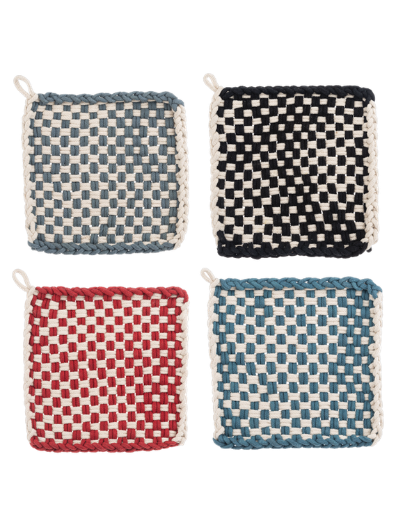 Potholder Cotton Crochet 4 Colors  8x8" cb199386