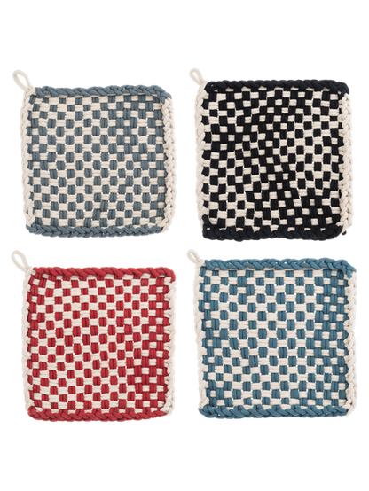 Potholder Cotton Crochet 4 Colors  8x8" cb199386