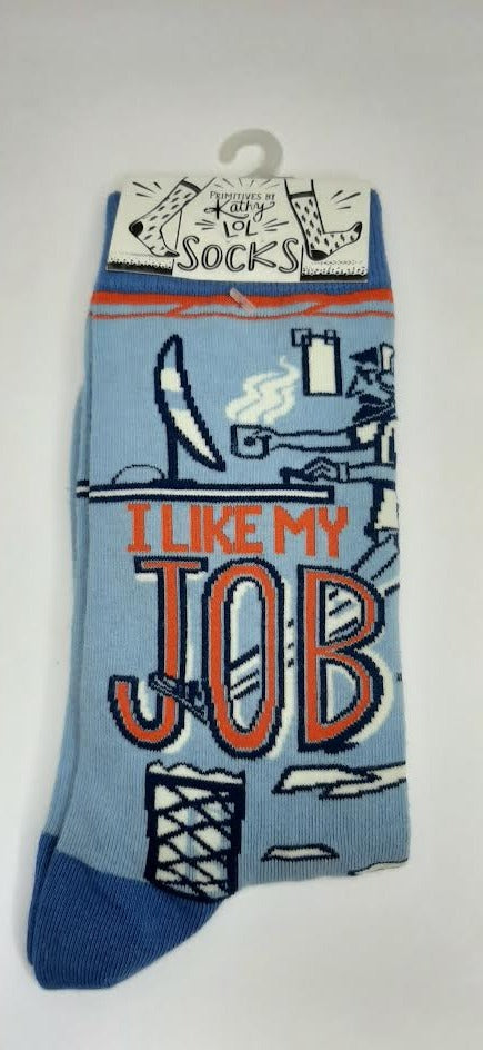 I Love My Job-Blue -Sock-Primitives-36263 