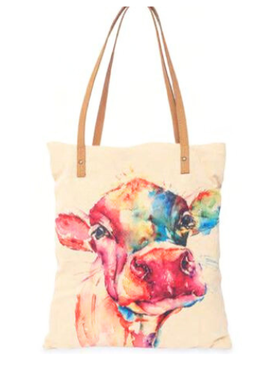 Tote Bag Canvas Cow 17x18" 801387 