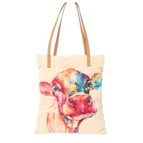 Tote Bag Canvas Cow 17x18" 801387 