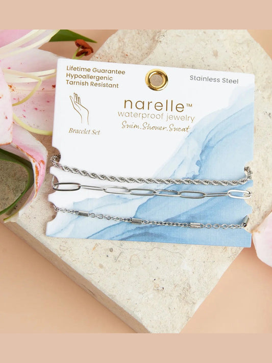  Bracelet Set Paperclip/Snake/Dainty Chain Waterproof Women's 10041