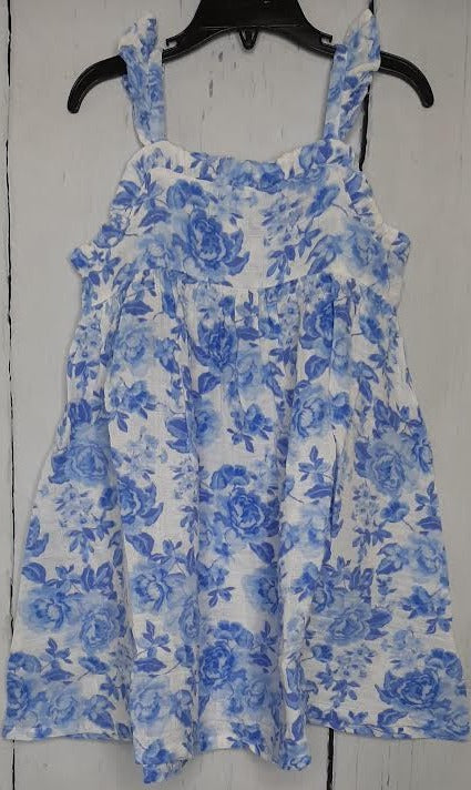 Toddler Sundress - Roses in Blue - Ruffle dress - 571-S24 