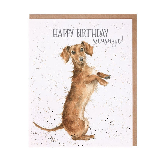 Card -  Happy Birthday Sausage - Dachsund - AOC028 