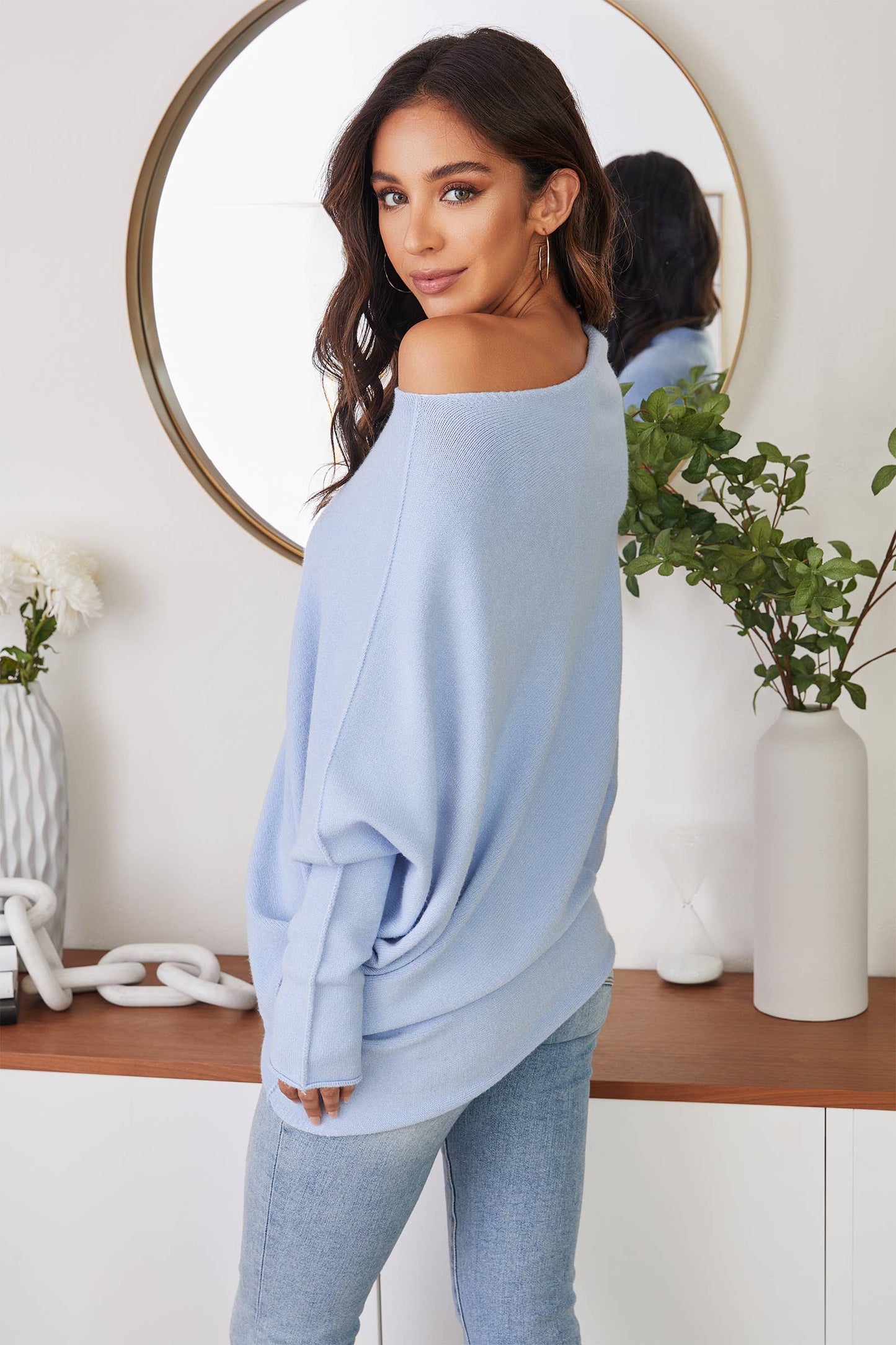 Sweater Asymmetrical Ocean Blue  Knit Ultra Soft 330105