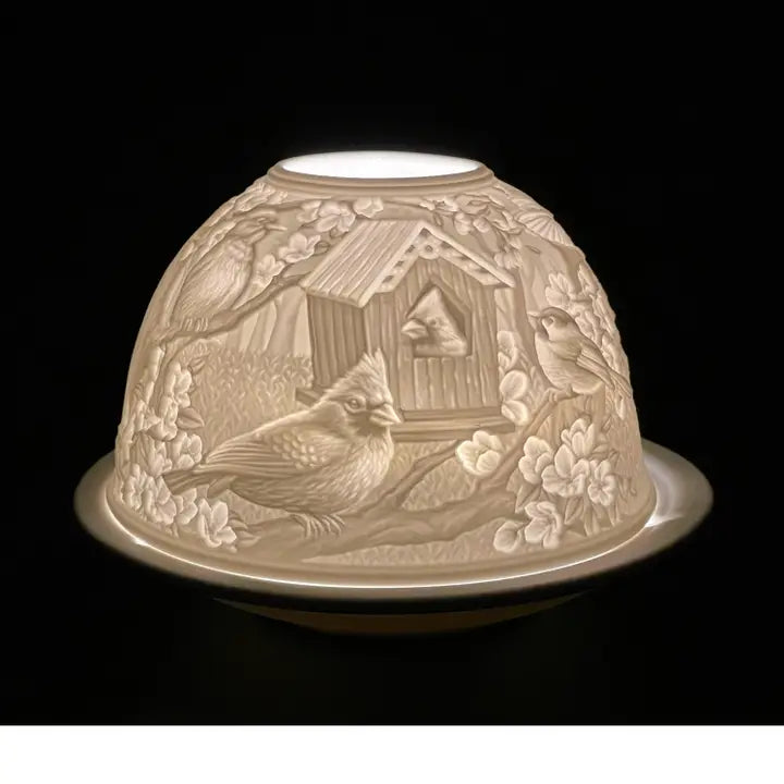 Light Dome Bird House Porcelain W Led Base LD014