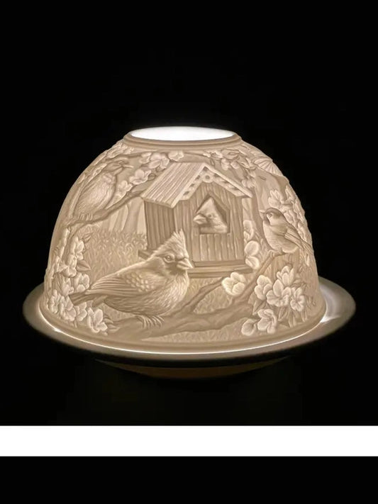 Light Dome Bird House Porcelain W Led Base LD014