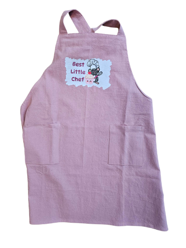 Child's Apron Rose Cotton Cross Back Mouse Best Little Chef