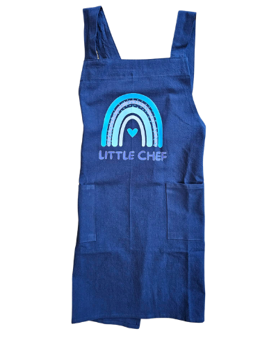 Child's Apron Navy Cotton Cross Back Best Little Chef