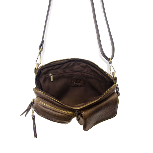Kendra Cargo Pocket Sling / Crossbody Bag  Dark Brown Women's L8185-77