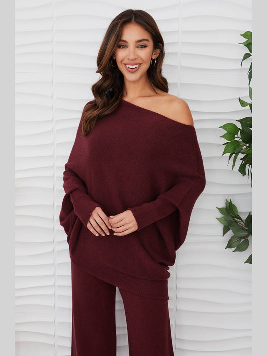 MILIO- Sweater Asymmetrical Wine Knit Ultra Soft 330105