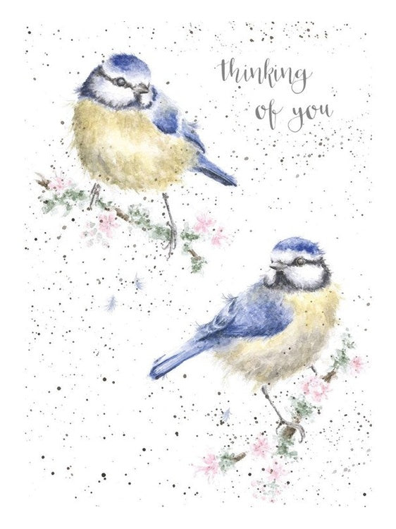 Card Aoc043 Blossom Thinking Of You Blue Birds