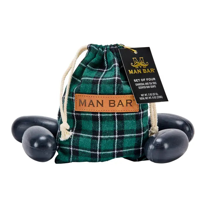 Soap Bag Of Coal Charcoal &Tea Tree Scented4-2oz Bars bOC4904