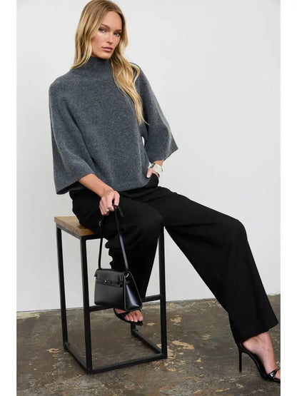 Pants Black High Waist Wide Leg Women's TWS1372BK