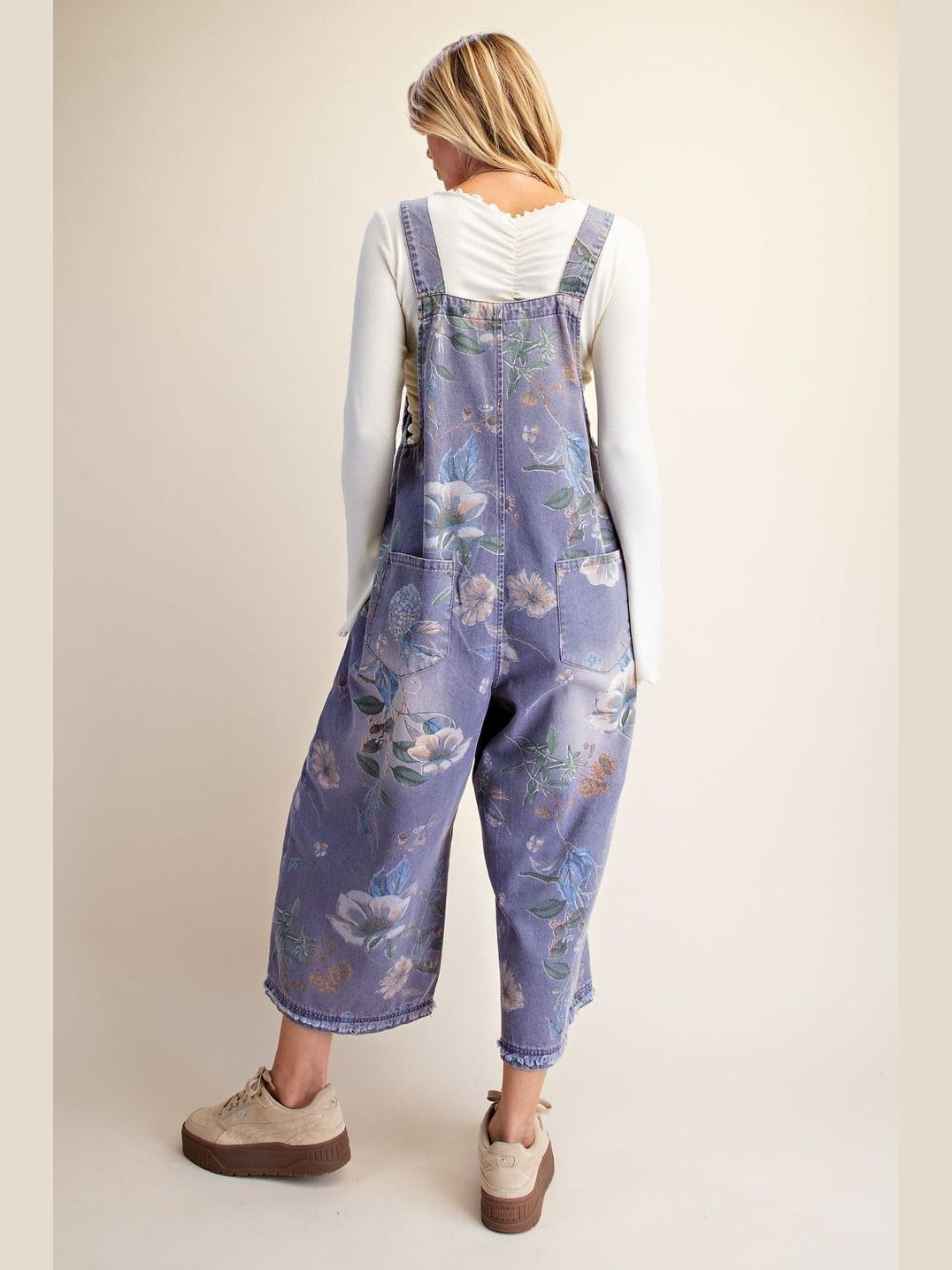 &nbsp;Easel-Overalls Blueberry Smoothie Flower Print Women's&nbsp; EB56886BS