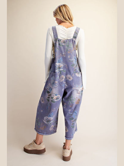 &nbsp;Easel-Overalls Blueberry Smoothie Flower Print Women's&nbsp; EB56886BS