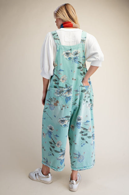 Overalls Mint Blue Flower Print Women's&nbsp; EB56886MB
