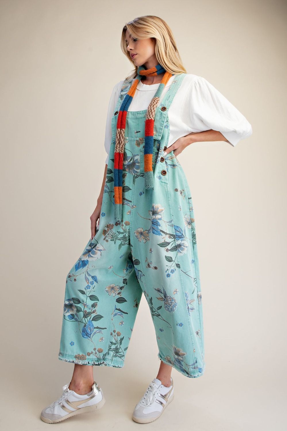 Overalls Mint Blue Flower Print Women's&nbsp; EB56886MB