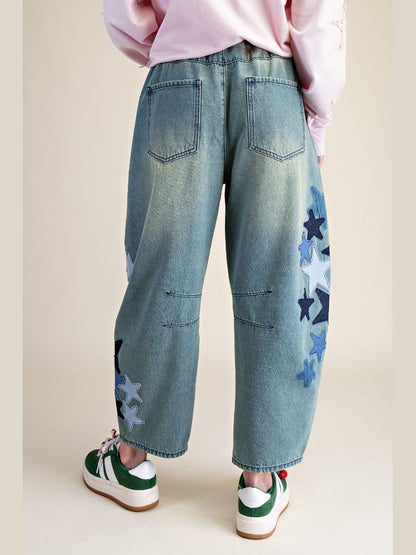 Pants Vintage Denim Star Patch Detail 4 Pocket Eb57009