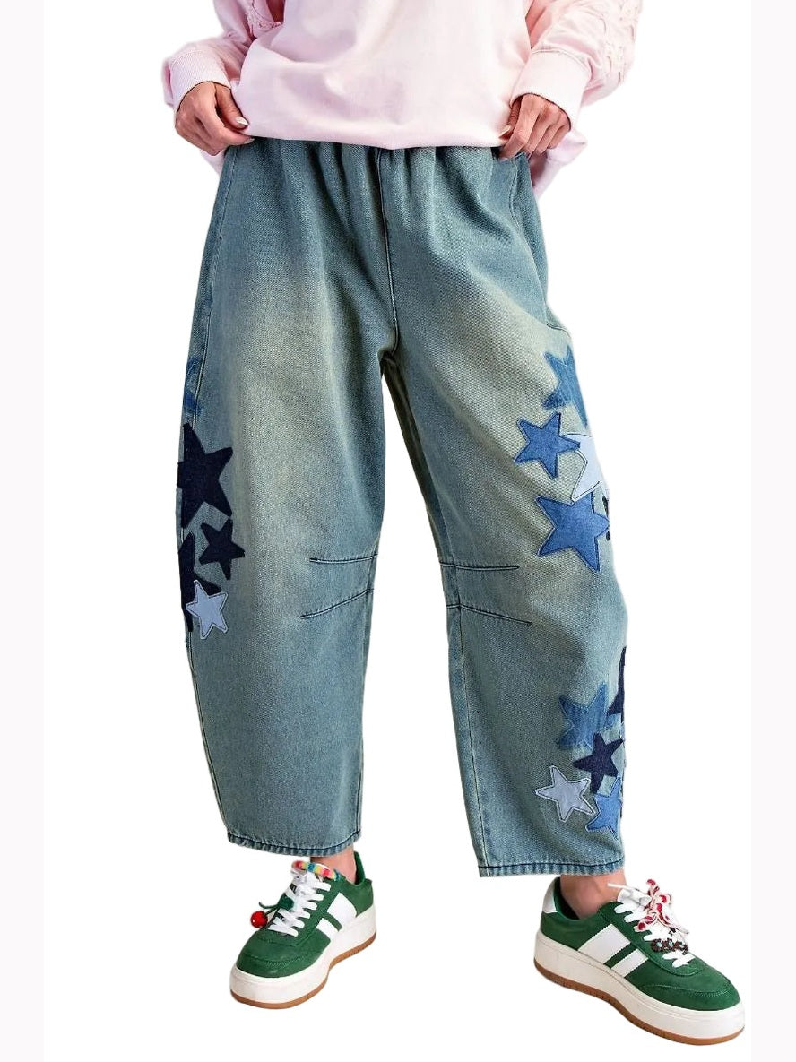 Pants Vintage Denim Star Patch Detail 4 Pocket Eb57009