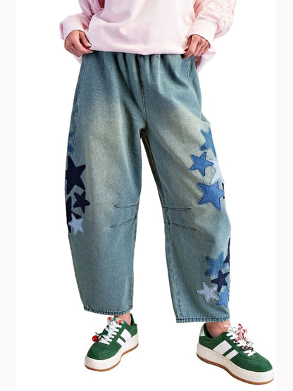 Pants Vintage Denim Star Patch Detail 4 Pocket Eb57009