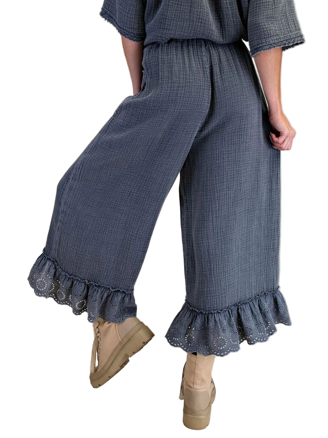 Pants Smoke Crochet Lace Bottom 2Pocket Women's Eb57741