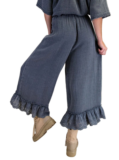 Pants Smoke Crochet Lace Bottom 2Pocket Women's Eb57741