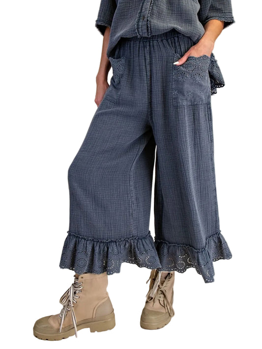 Pants Smoke Crochet Lace Bottom 2Pocket Women's Eb57741