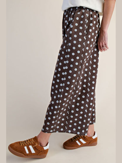 Pants Brown /White Dots 2 Pocket Women's Eb57944