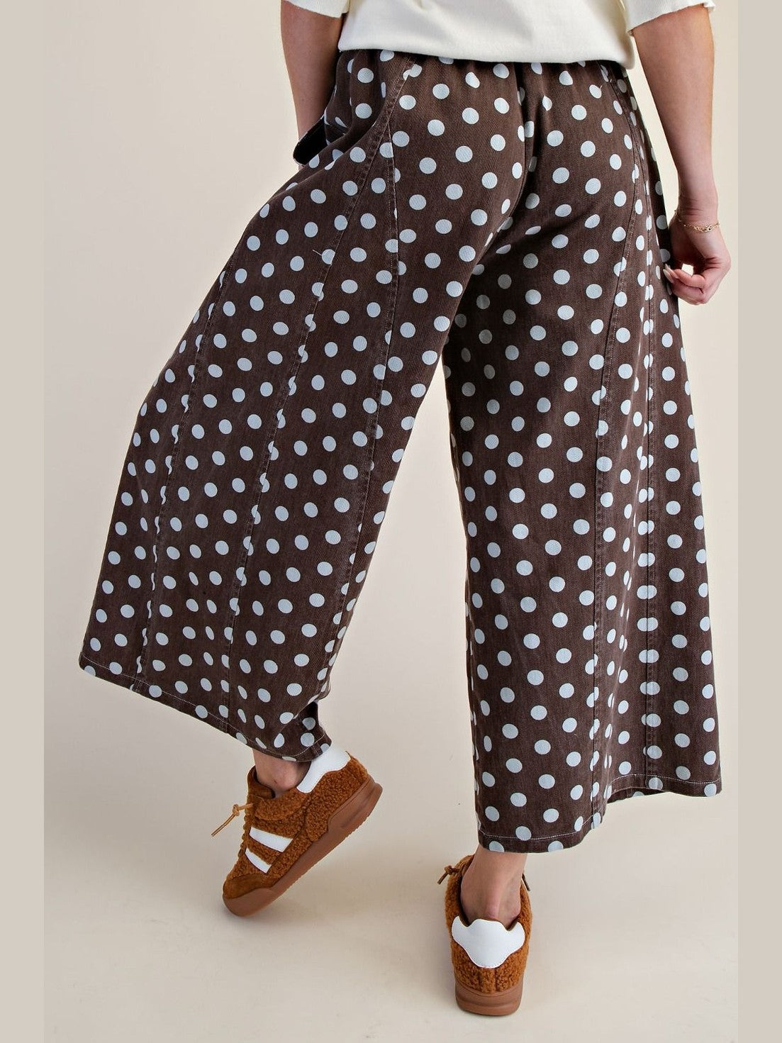 Pants Brown /White Dots 2 Pocket Women's Eb57944