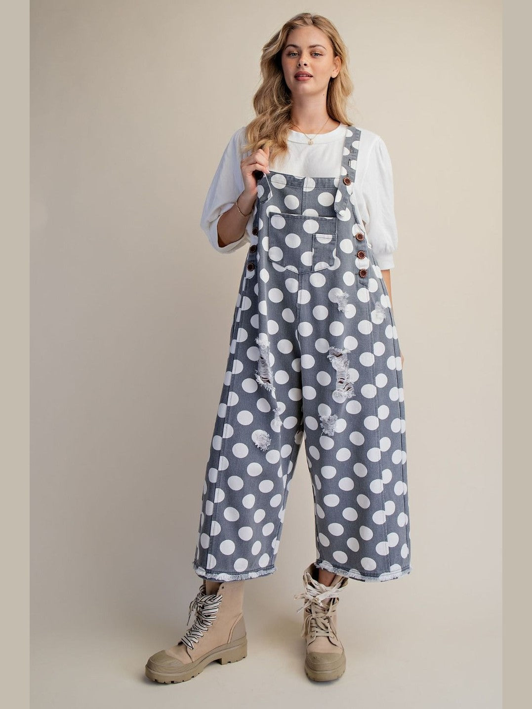 Overalls&nbsp; Grey/White Polka Dots Women's&nbsp; EB58194G