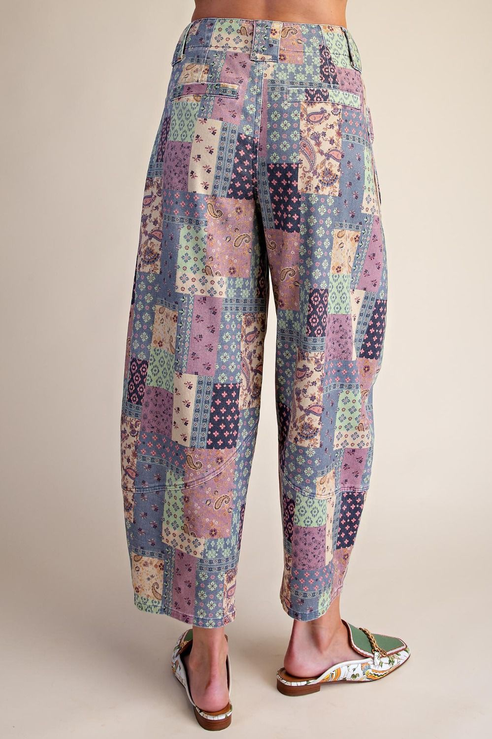 Pants Teal Patchwork Twill Barrel Women's&nbsp; EB58363T