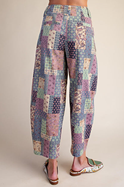Pants Teal Patchwork Twill Barrel Women's&nbsp; EB58363T