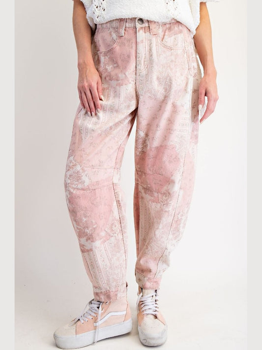 Easel- Pants Vintage Rose Floral Print 4Pocket Women's Eb9074vr