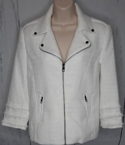 Women's White Zipper Lined Jacket 