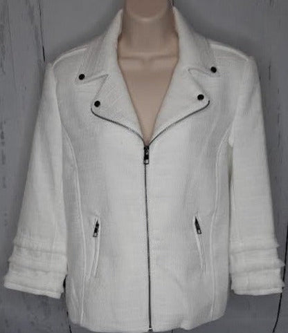 Women's White Zipper Lined Jacket 