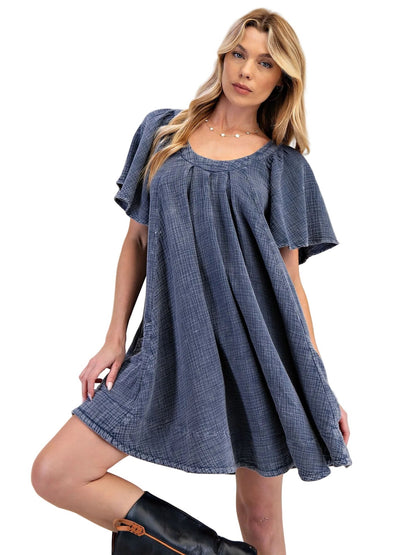 Dress Pullover Denim&nbsp; Cotton Gauze Women's&nbsp; ED25093