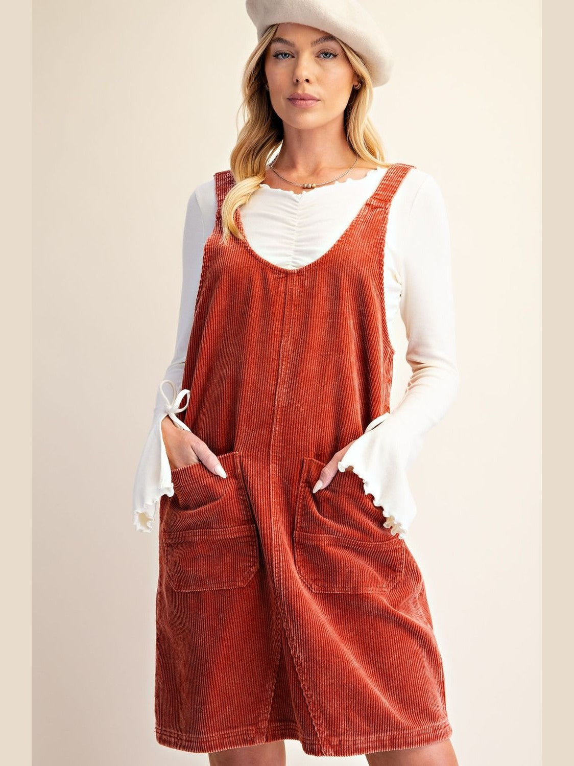Easel-Overall Dress Corduroy Boho Red Women's ED30165BR