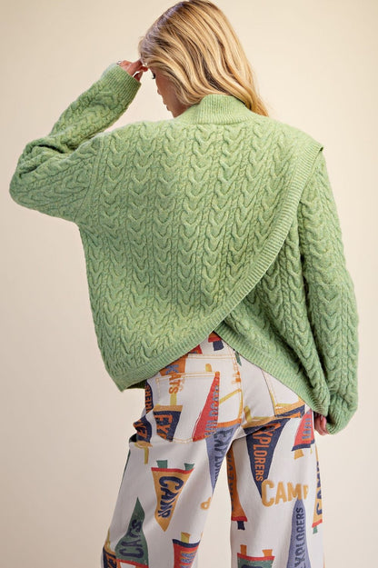 Sweater Pullover&nbsp; Matcha Green Back Knit Long Sleeve&nbsp; Women's&nbsp; ET19074GM
