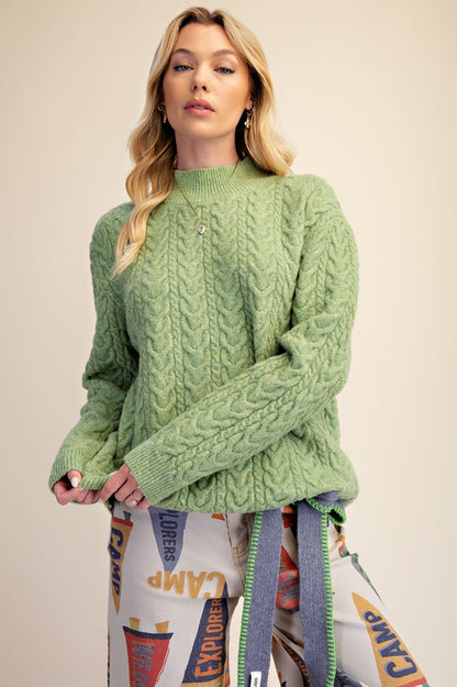Sweater Pullover&nbsp; Matcha Green Back Knit Long Sleeve&nbsp; Women's&nbsp; ET19074GM